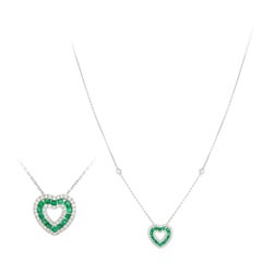Fancy Emerald Diamond 18 Karat White Gold Necklace for Her