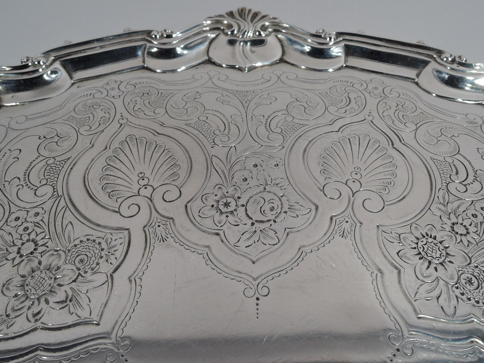 Late 19th Century Fancy English Victorian Georgian Sterling Silver Salver Tray