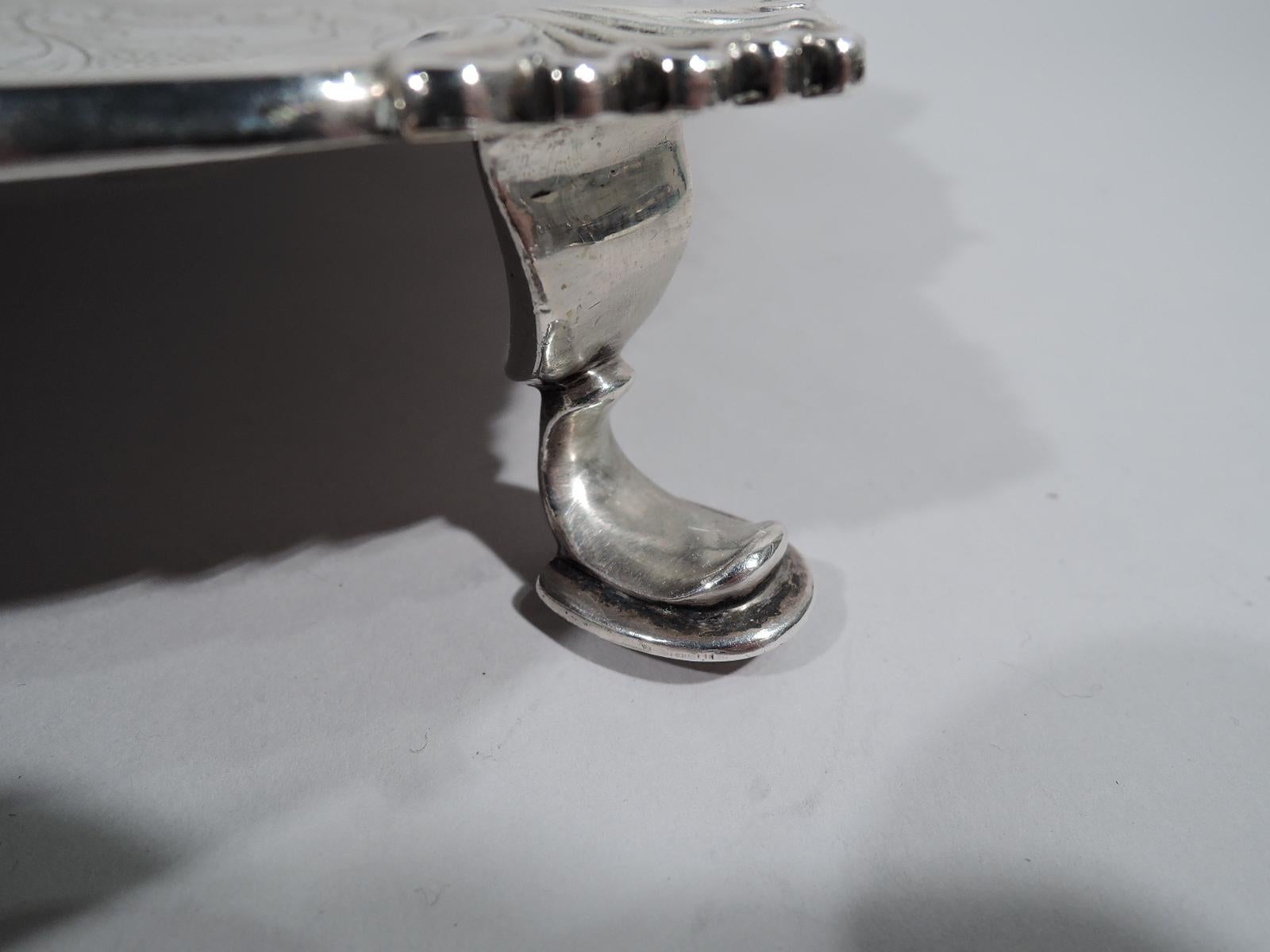Fancy English Victorian Georgian Sterling Silver Salver Tray 4