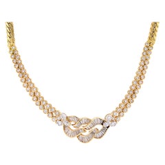 Fancy Estate 18k Yellow Gold 6.77ct Diamond Infinity Knot 17" Curb Link Necklace