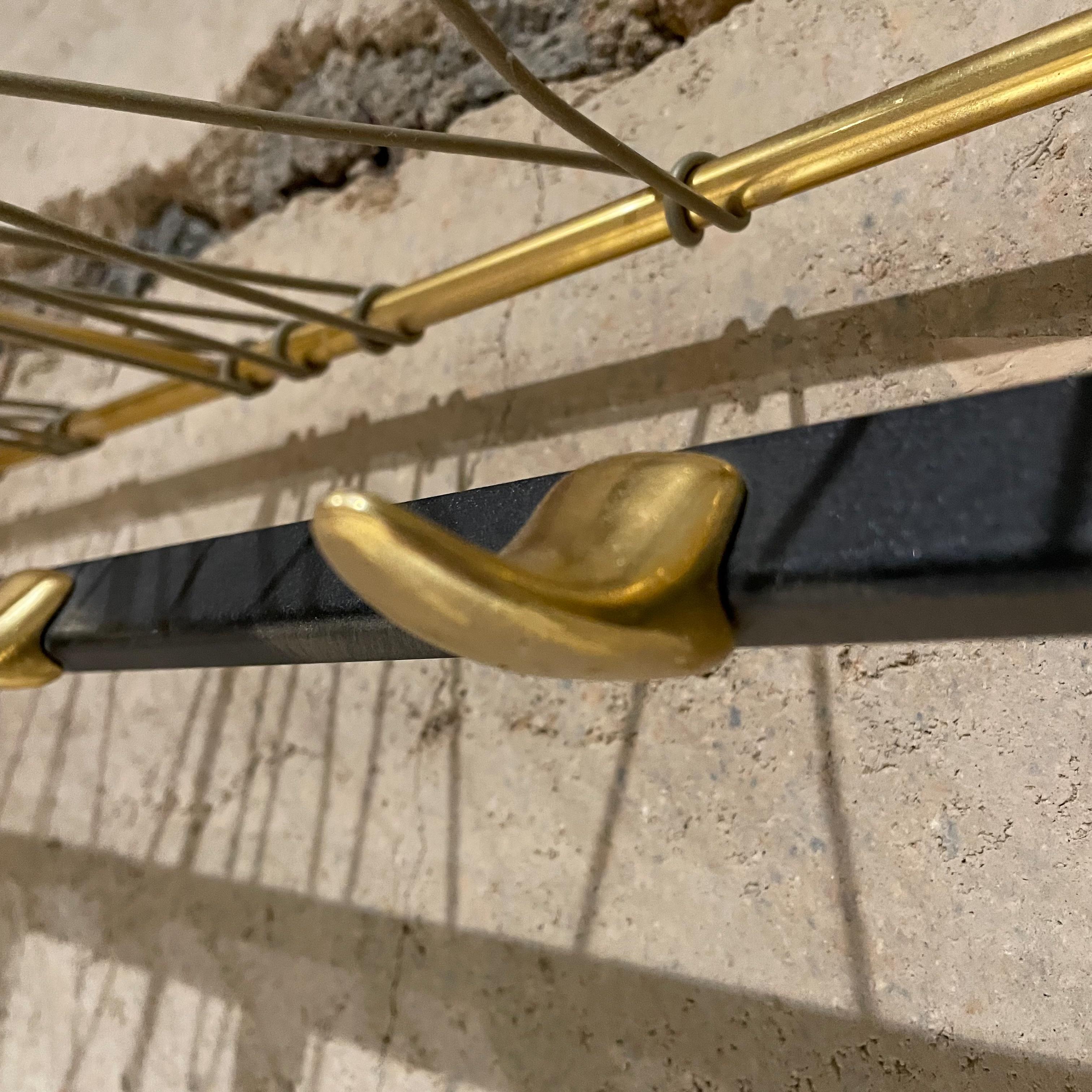  European Fancy Wall Shelf Coat Hat Rack in Brass Style of Jacques Adnet 1960s In Good Condition In Chula Vista, CA