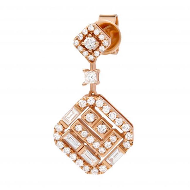Asscher Cut Fancy Every Day Diamond Rose Gold 18K Dangle Earrings for Her For Sale