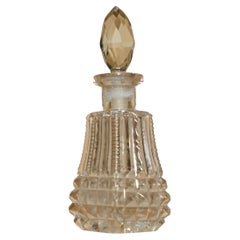 FANCY FINE ANTIQUE CUT GLASS CRYSTAL COLLECTABLE DRESSiNG TABLE PERFUME BOTTLE