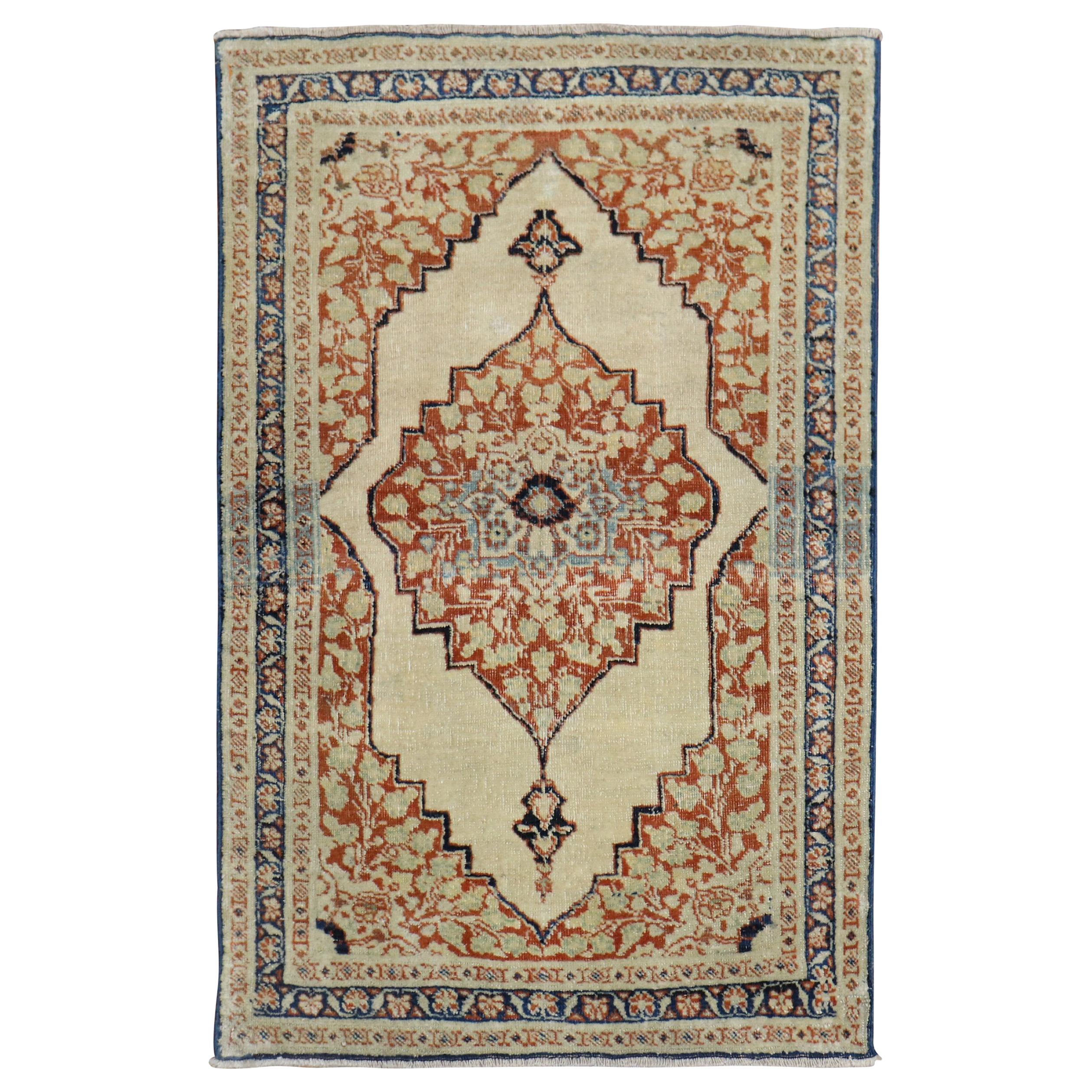 Fancy Fine Quality 19th Century Tabriz Mat Rug For Sale