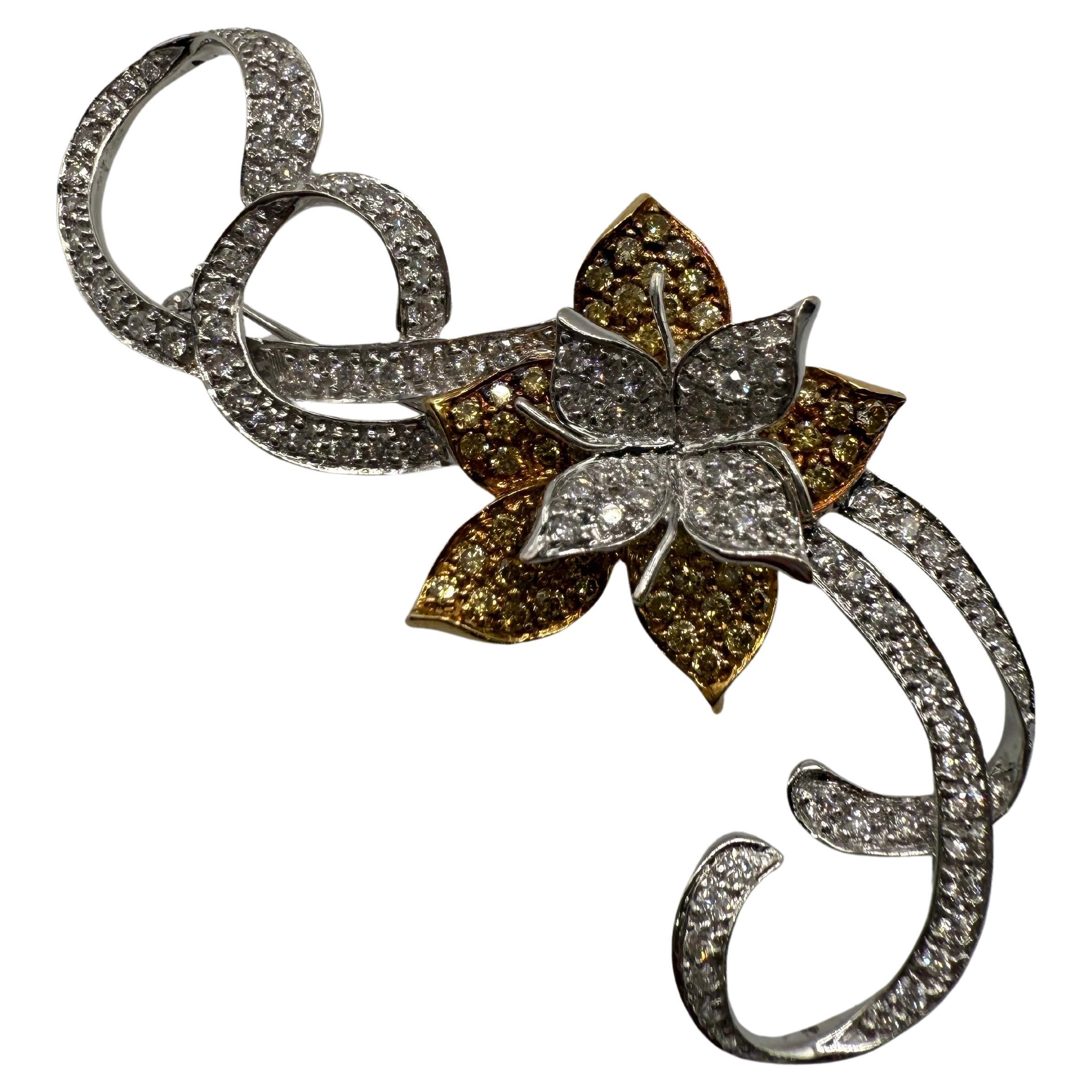 Fancy Floral Brooch 14KT gold year uknown