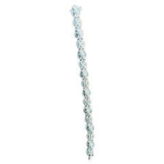 Fancy Floral Unique Link Diamond Pave Statement Unique 14K White Gold Bracelet