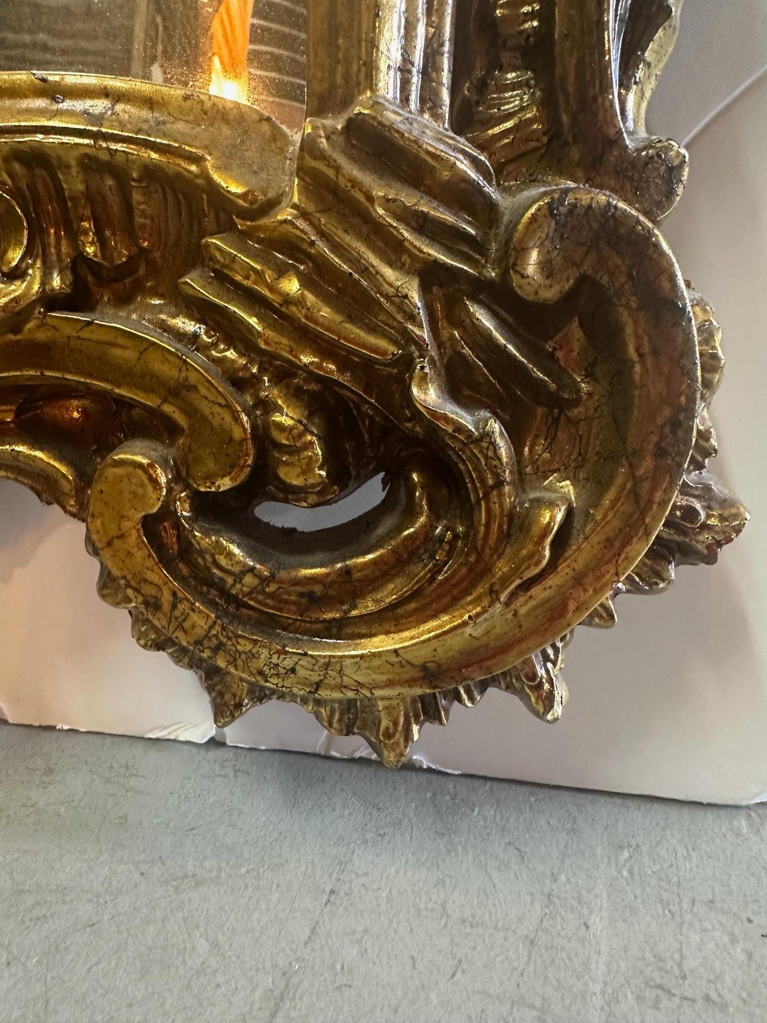 Gilt Fancy Gilded Composite French Style Wall Mirror For Sale