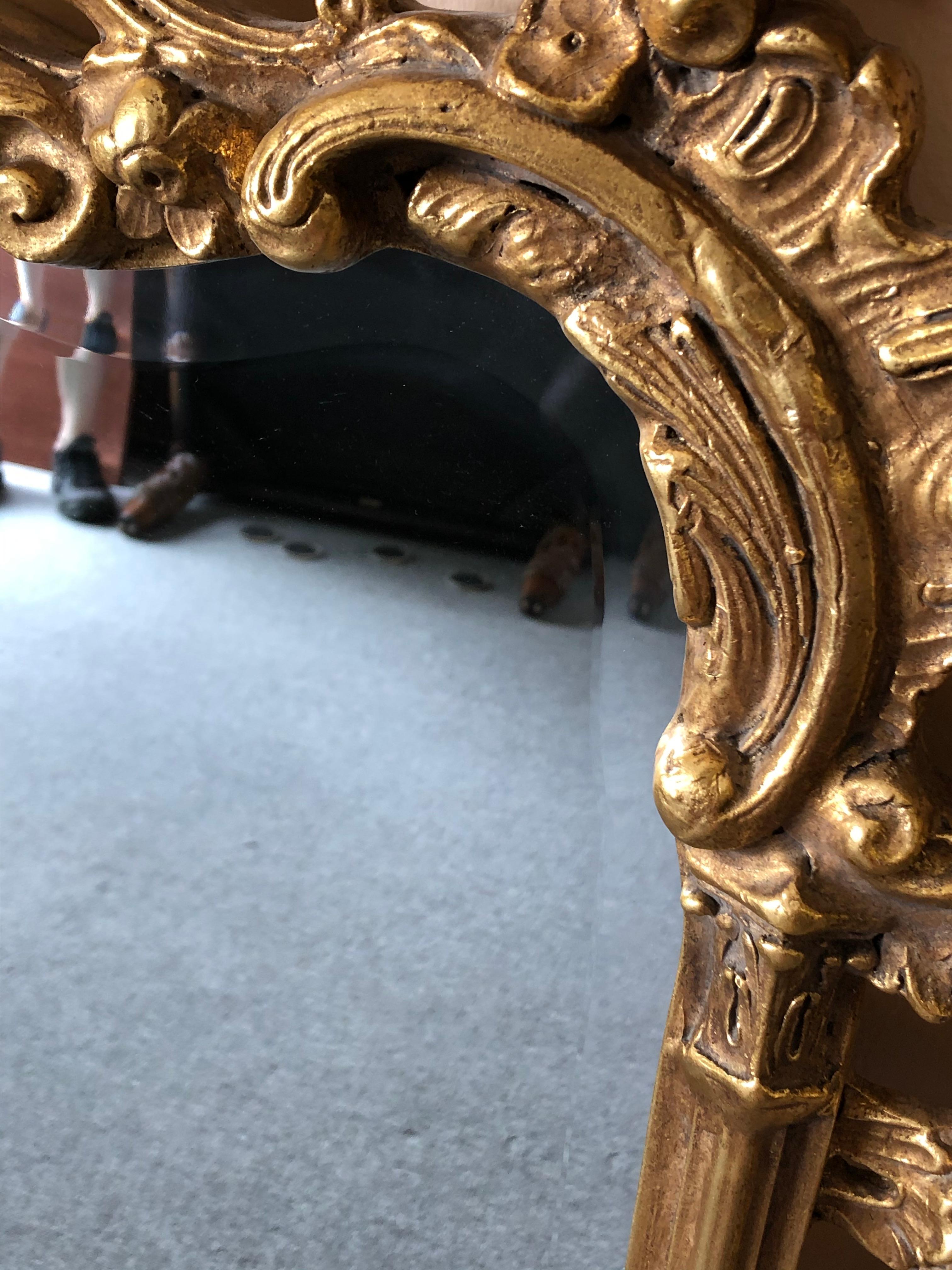 Fancy Giltwood & Gesso Rococo Mirror In Excellent Condition In Hopewell, NJ