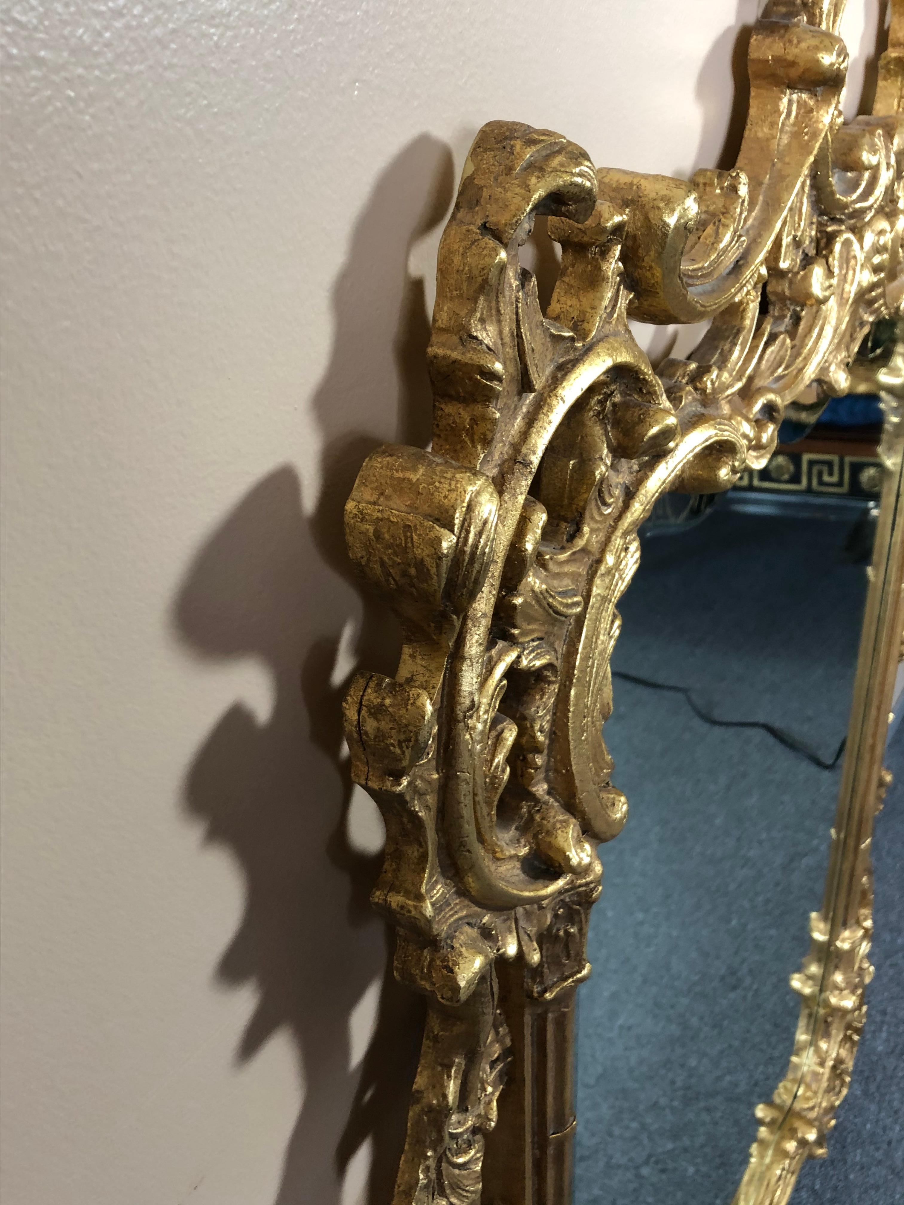 Fancy Giltwood & Gesso Rococo Mirror 4