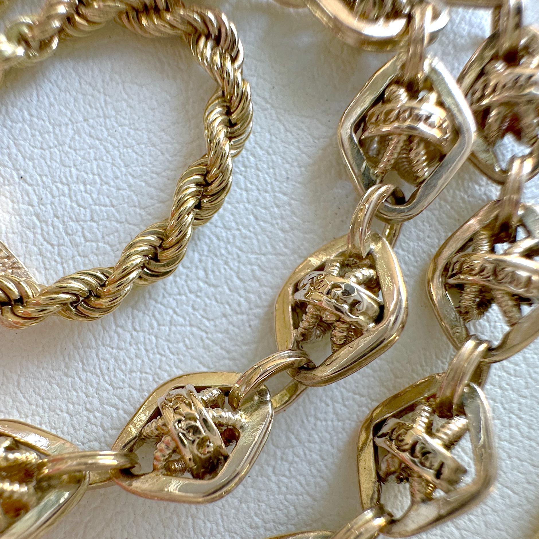 Late Victorian Fancy Gold Link Chain Segment Converted to 16