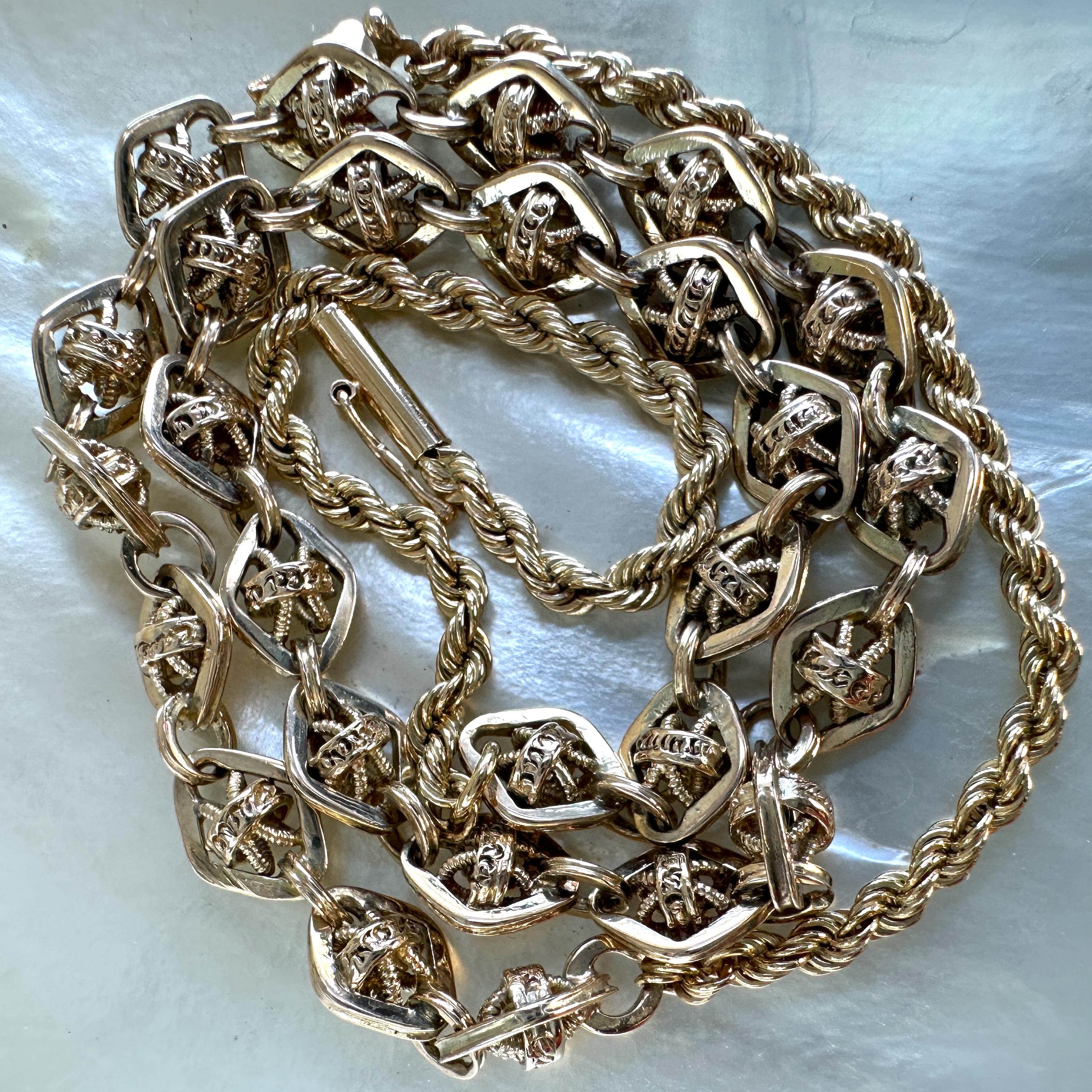 Fancy Gold Link Chain Segment Converted to 16