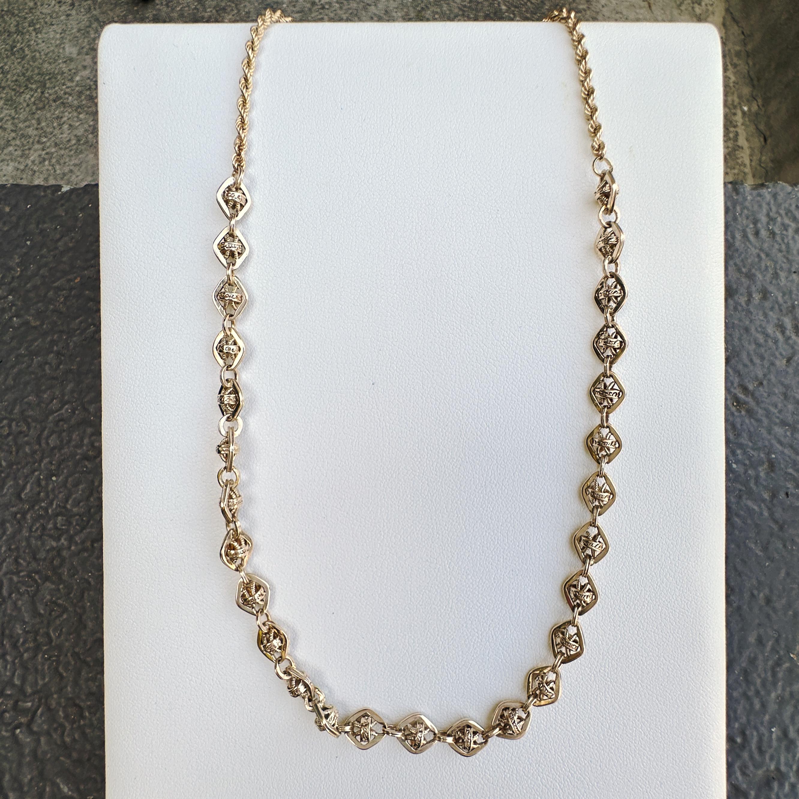 Fancy Gold Link Chain Segment Converted to 16