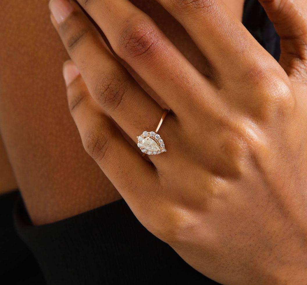 De las mujeres Anillo de compromiso con diamante gris fantasía 1.12 ct en venta