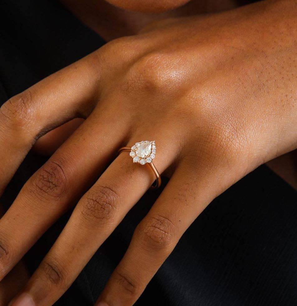 Anillo de compromiso con diamante gris fantasía 1.12 ct en venta 1