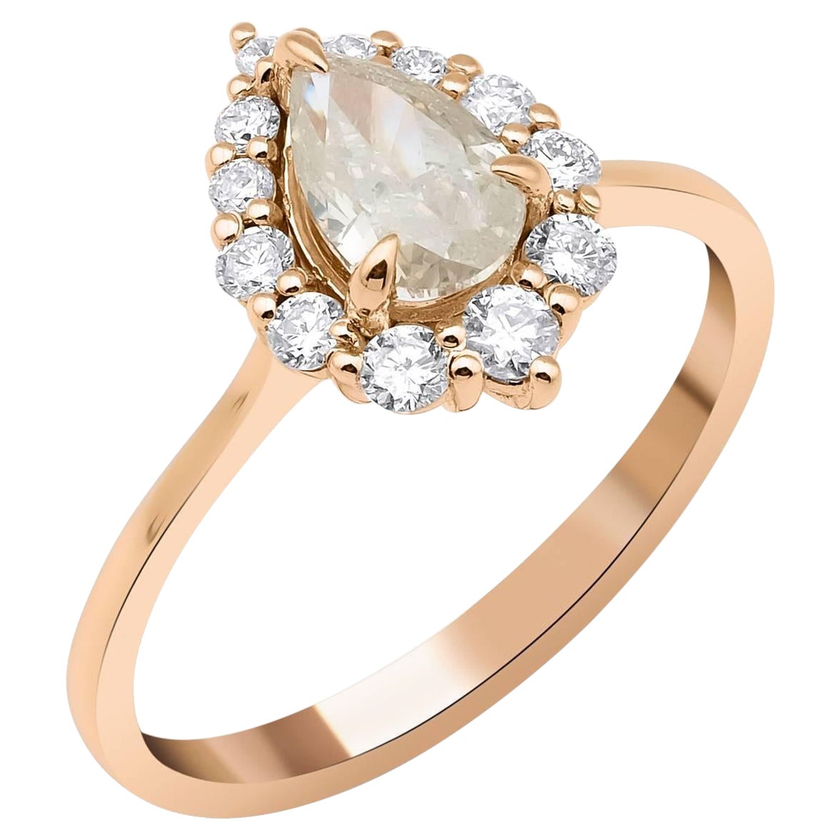 Anillo de compromiso con diamante gris fantasía 1.12 ct