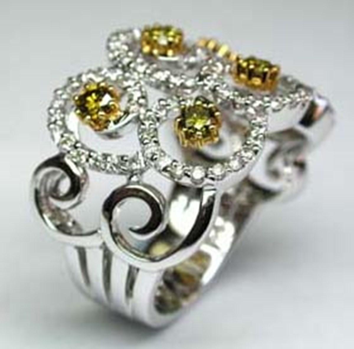 Fancy Greenish Yellow Diamond Engagement Ring For Sale 3