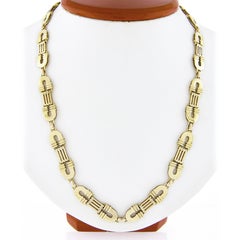 Fancy Handmade Italian 14K Gold 23.5" Polished Flexible Link Chain Necklace