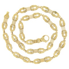 Fancy Handmade Italian 14K Gold 23.5" Polished Flexible Link Chain Necklace