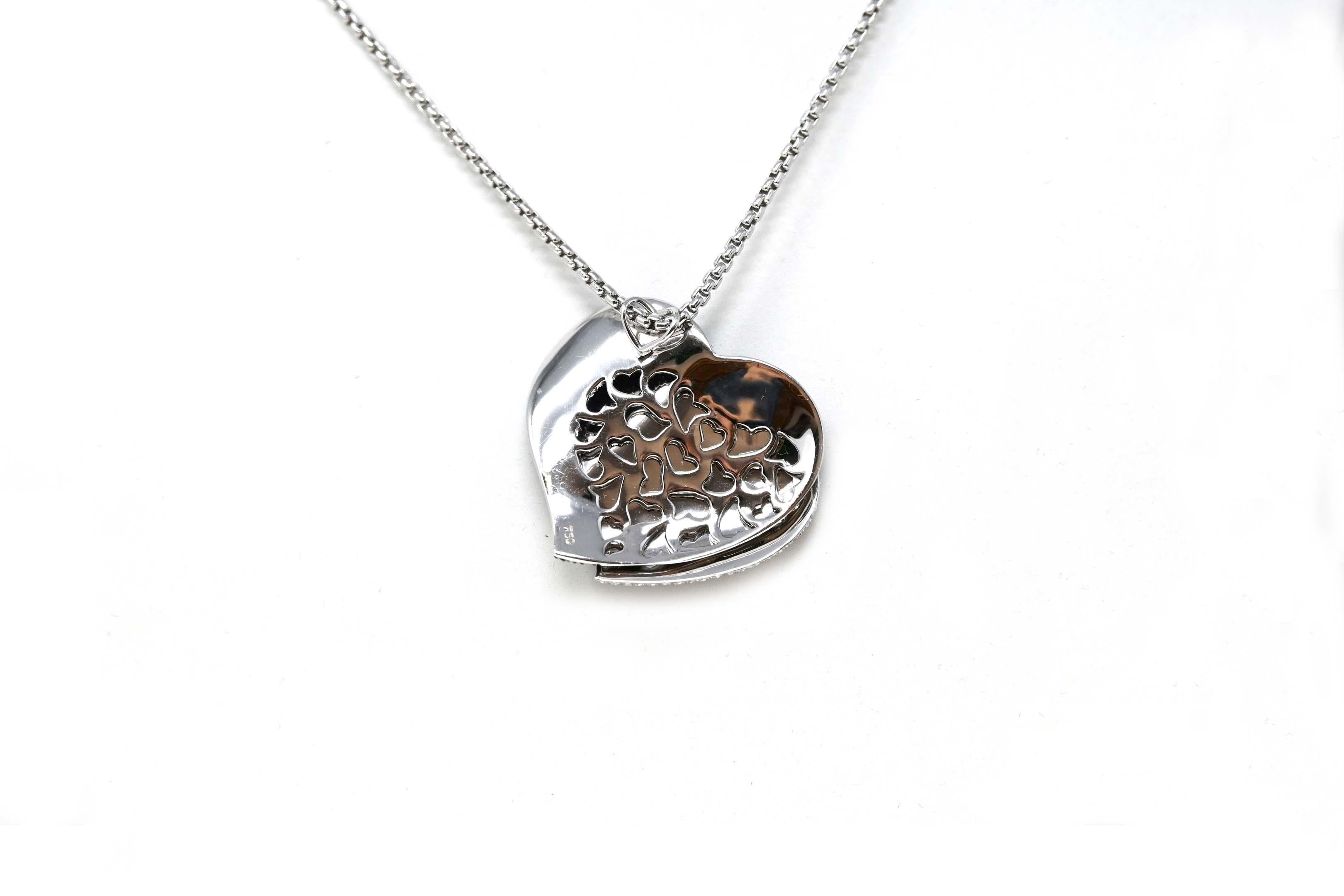 Pendentif en or blanc 18 carats de style cœur fantaisie Pour femmes en vente
