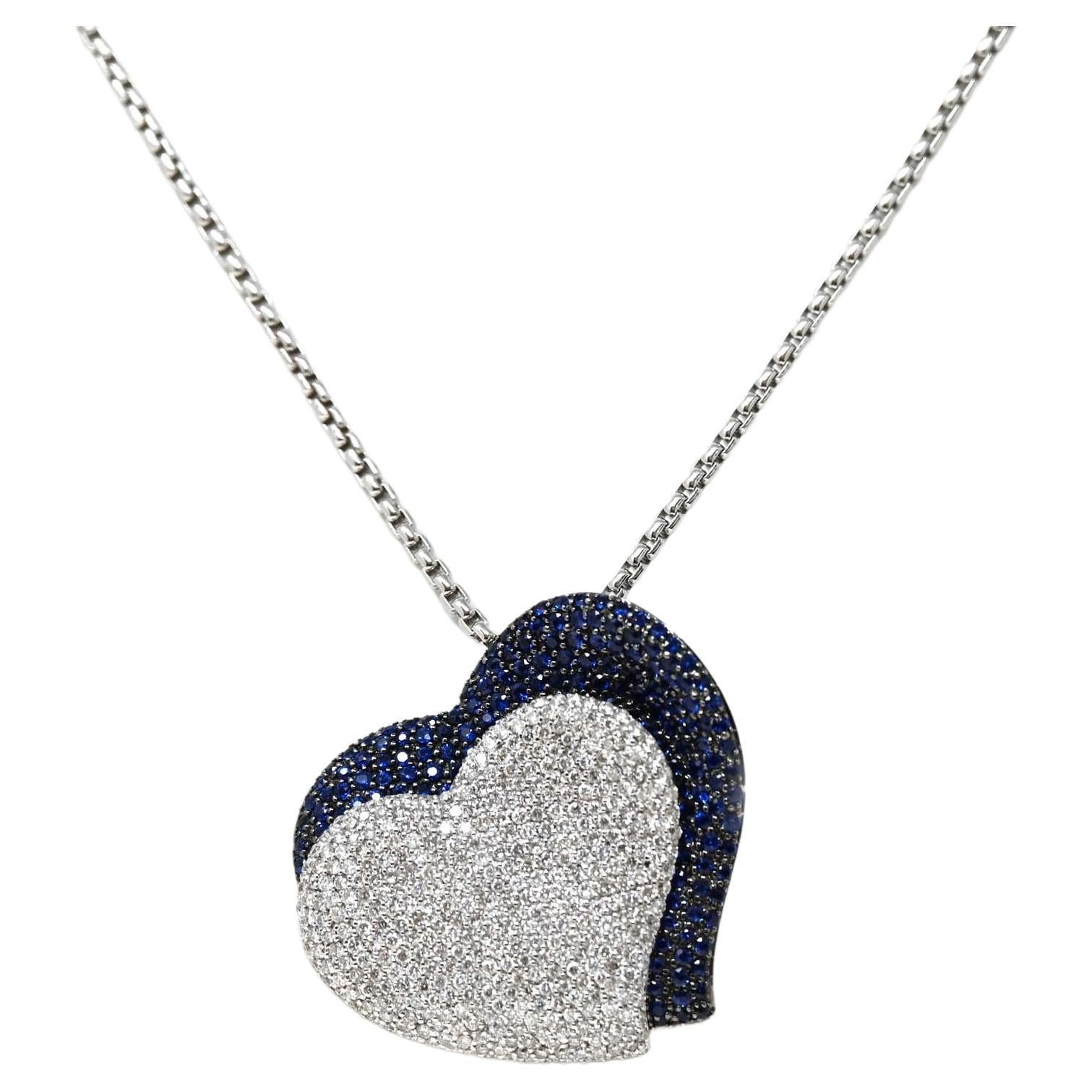 Pendentif en or blanc 18 carats de style cœur fantaisie en vente