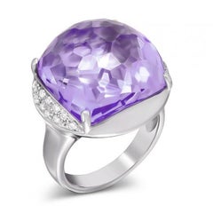 Fancy Impressive Natural Amethyst Diamond White Gold Diamond Ring for Her