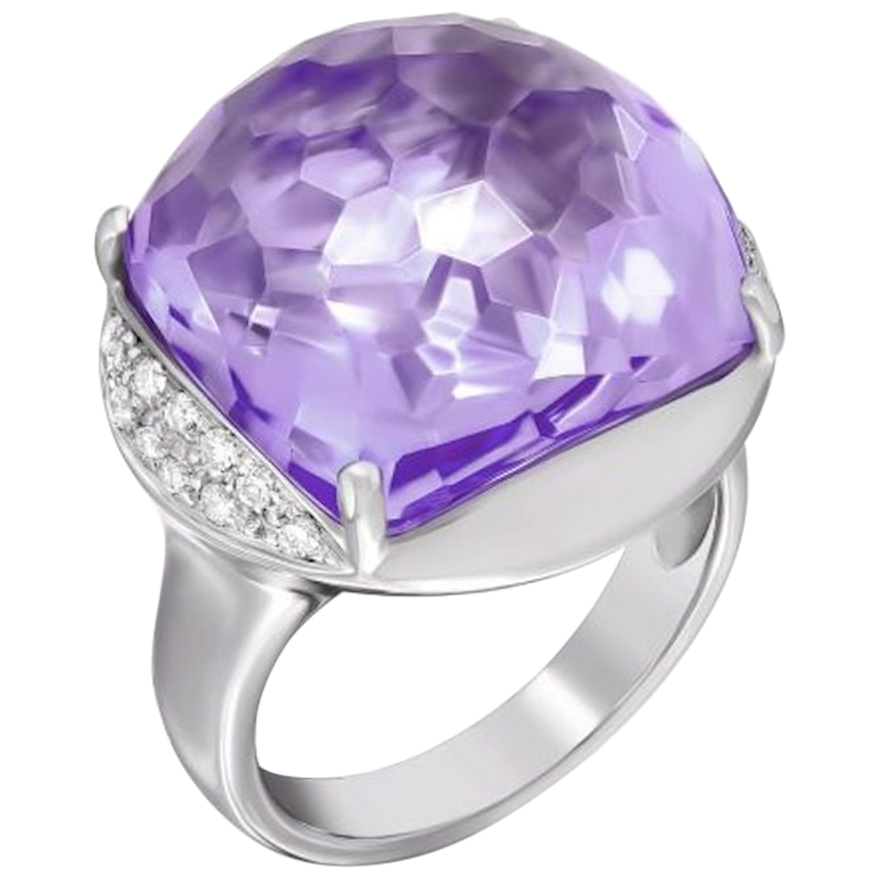 Fancy Impressive Natural Amethyst Diamond White Gold Diamond Ring for Her For Sale