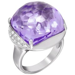 Fancy Impressive Natural Amethyst Diamond White Gold Diamond Ring for Her