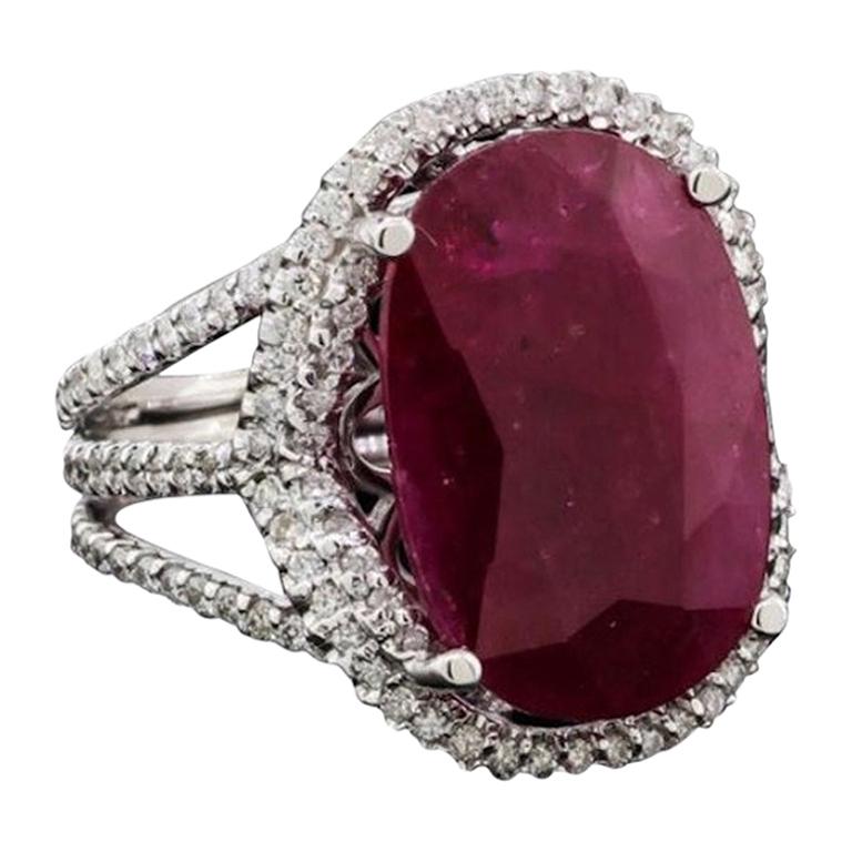 Fancy Impressive Natural Ruby Diamond White Gold Diamond Ring for Her For Sale