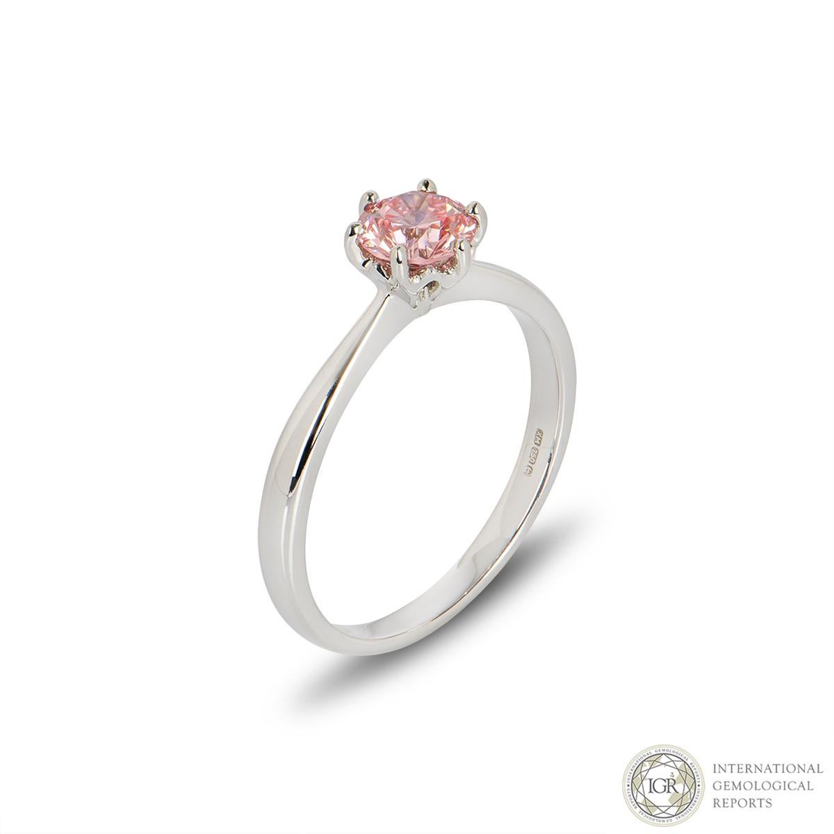 IGR Certified Fancy Intense Enhanced Pink Diamond Ring 0,66 Karat (Rundschliff) im Angebot