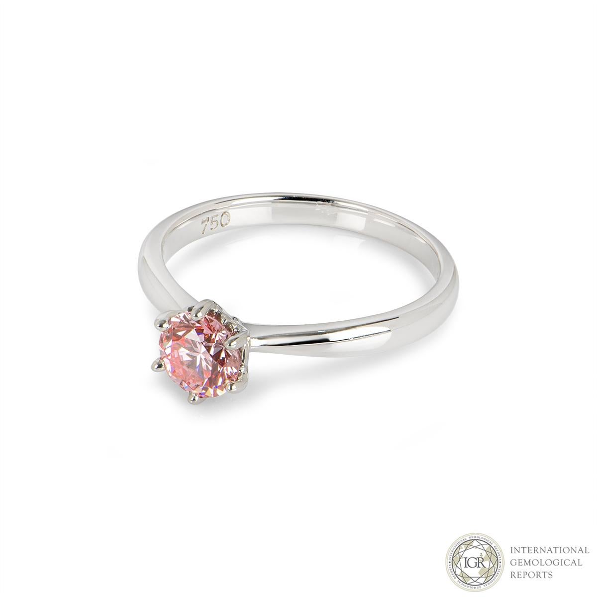 pink diamond silver ring