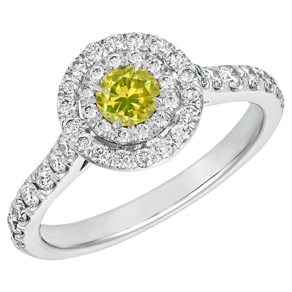 Fancy Intense Green Yellow 0.53 Round For Sale
