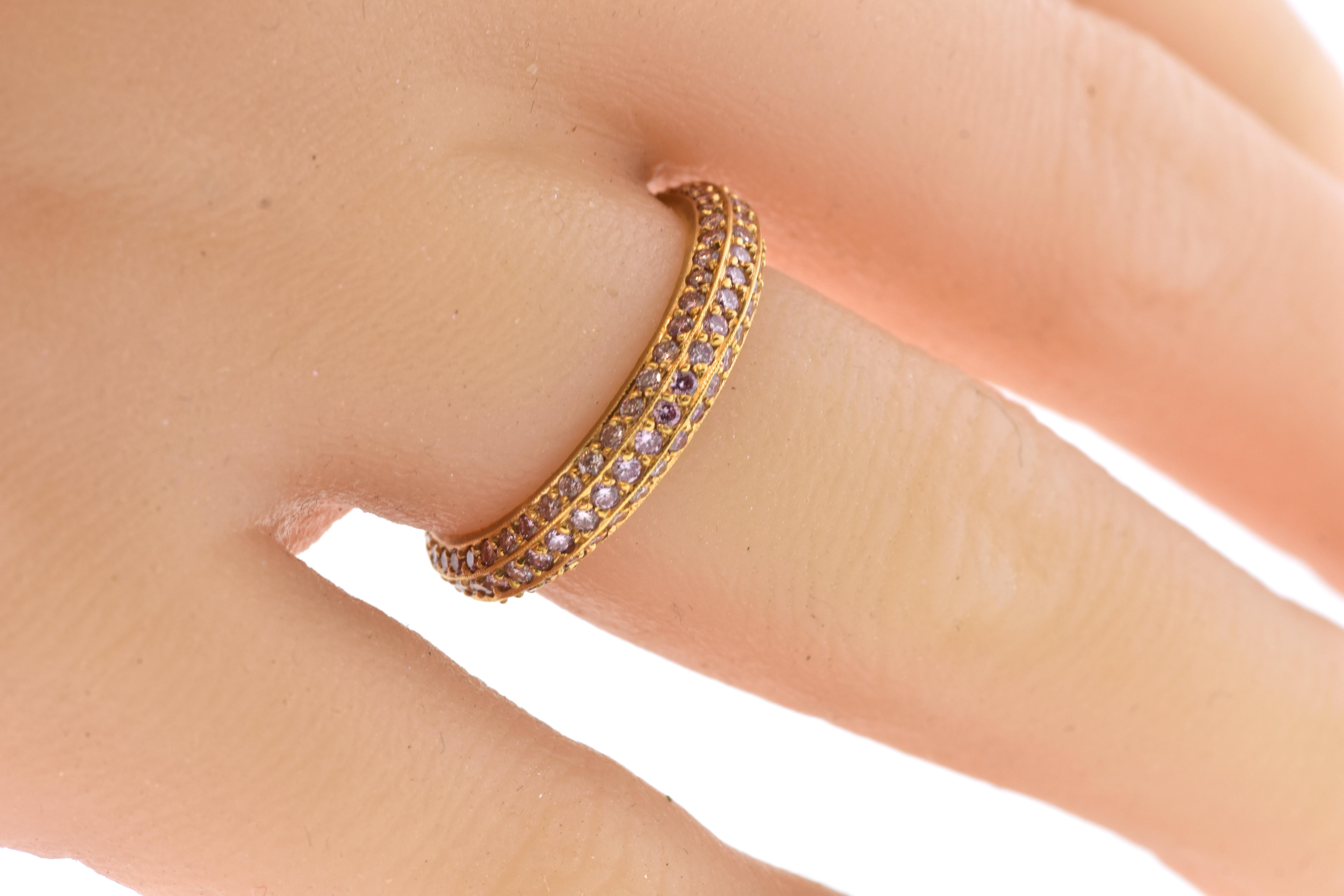 Contemporary Fancy Intense Pink Diamond Eternity Band For Sale