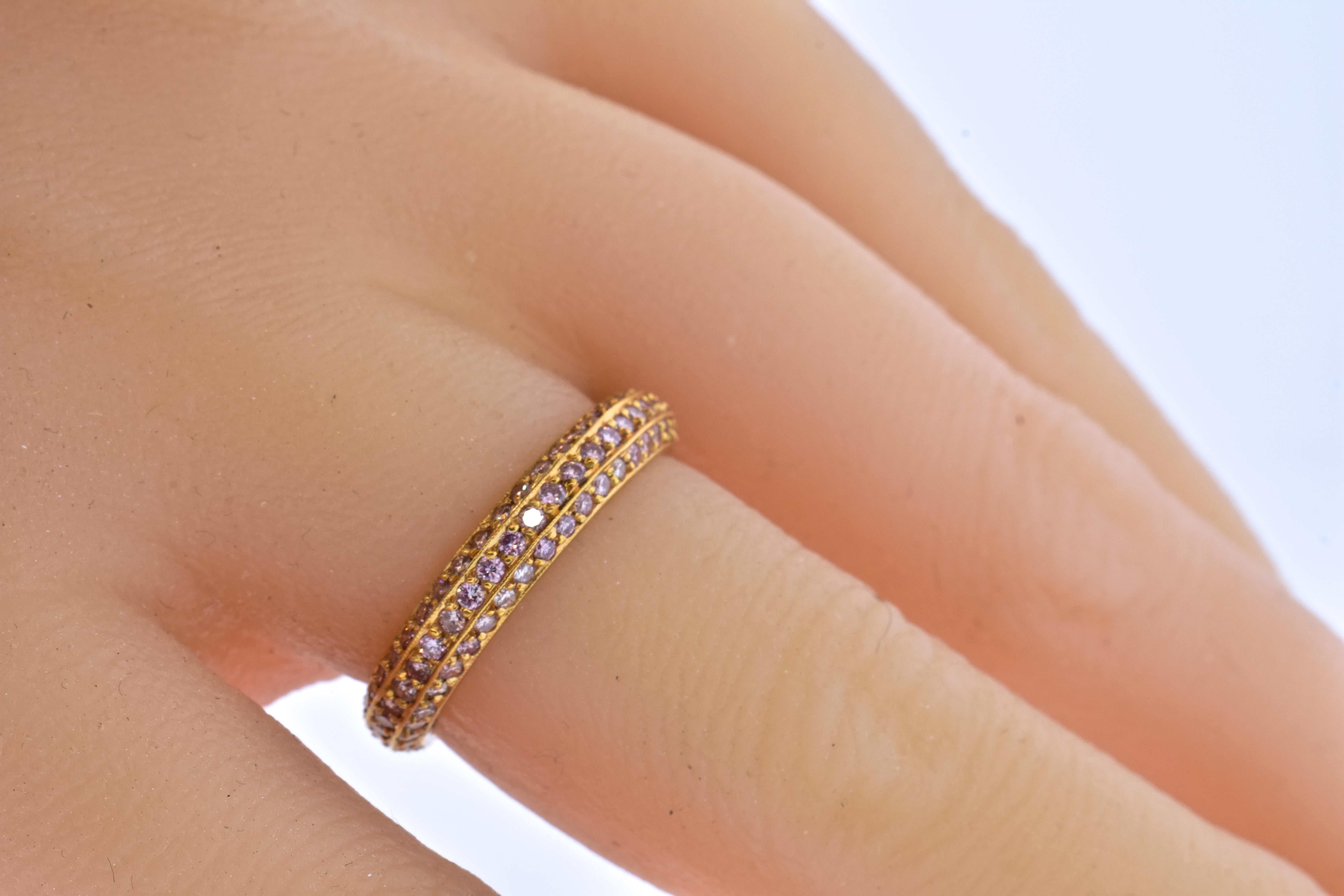 Fancy Intense Pink Diamond Eternity Band In New Condition For Sale In Aspen, CO