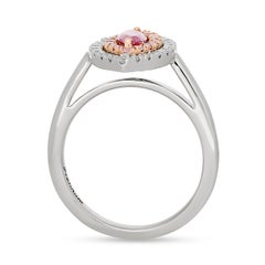 Fancy Intense Purplish Pink Marquise Diamond Halo Ring in Plat/18K Rose Gold