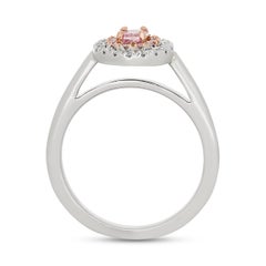 Fancy Intense Purplish Pink Radiant Diamond Halo Ring in Plat/18K Rose Gold