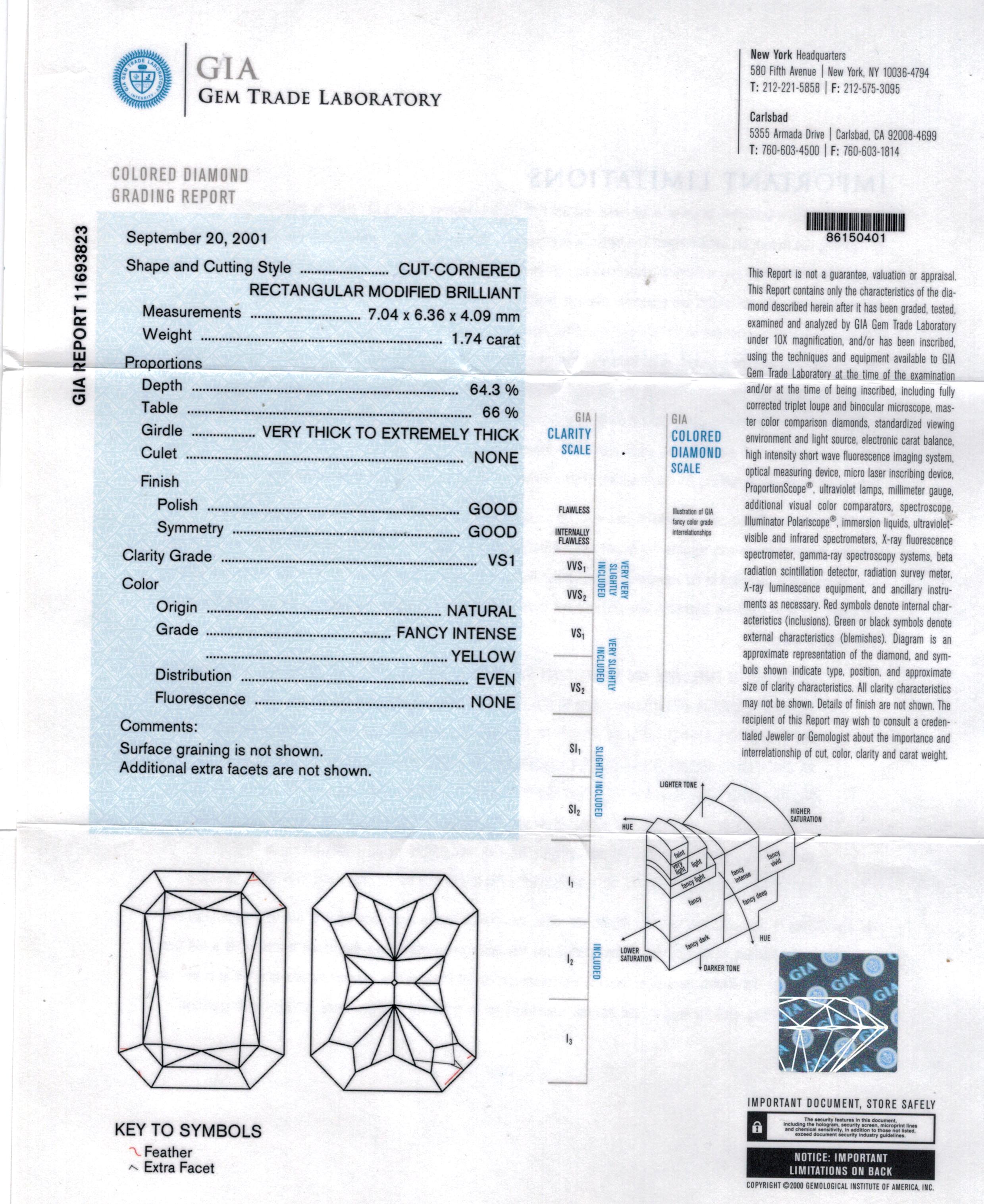 Dreisteiniger Ring mit intensiv gelbem 1,74 Karat strahlend gelbem Diamant von Pampillona im Zustand „Neu“ in Bethesda, MD