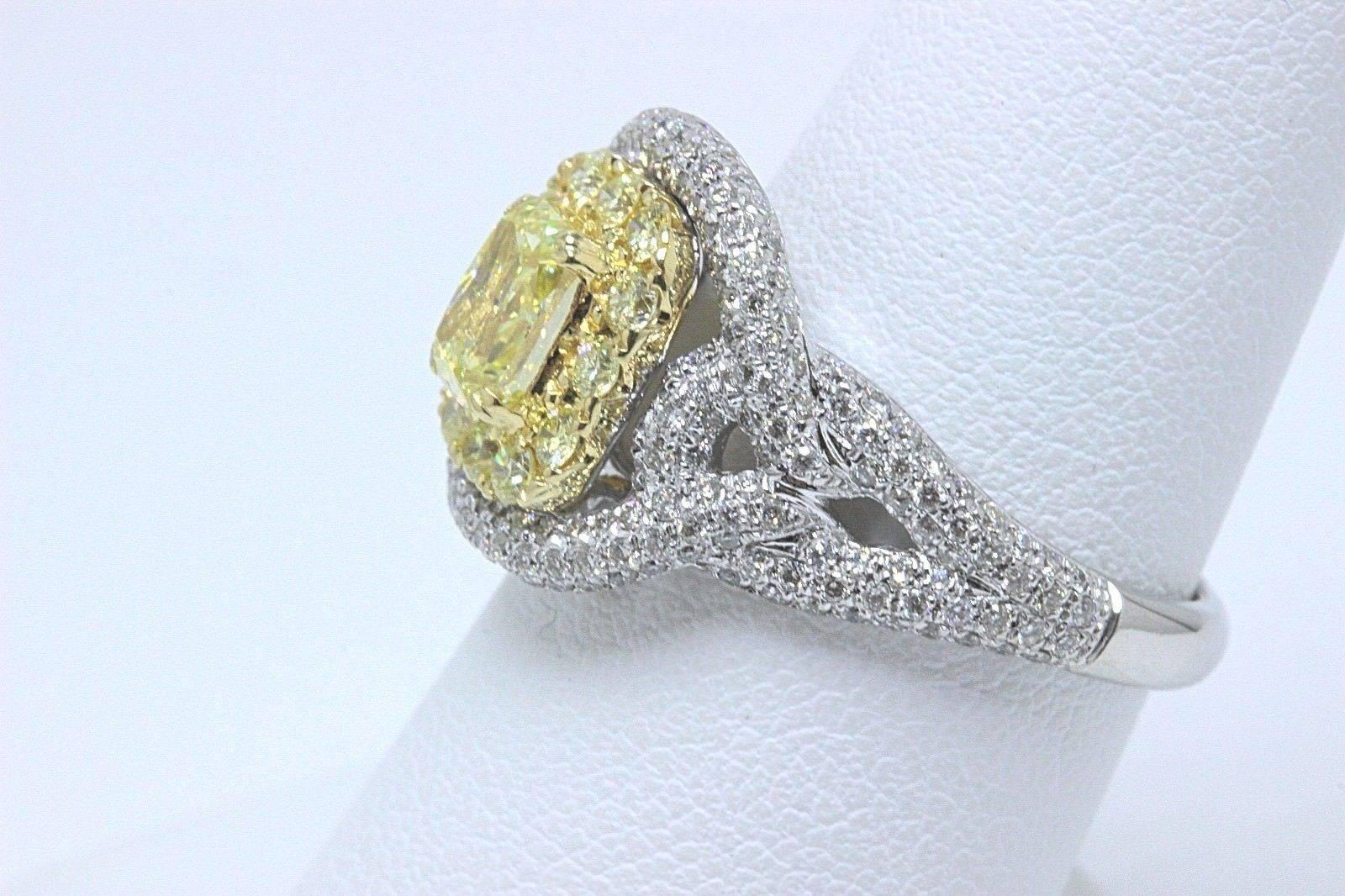 Fancy Intense Yellow 2.33 Carat Diamond Engagement Ring in Platinum with GIA 2
