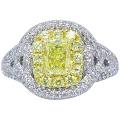 Fancy Intense Yellow 2.33 Carat Diamond Engagement Ring in Platinum with GIA
