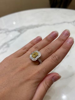 Fancy Intense Yellow 2.12 Ct Certified Diamond Ring in 18K White Gold