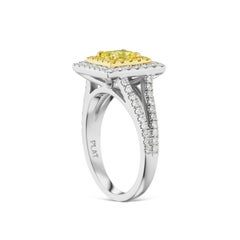 Fancy Intense Yellow .60ct Princess Cut Conflict Free GIA Diamond Plat & 18kt.