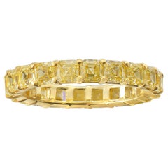 Fancy Intense Yellow Asscher Cut Diamond Eternity Band