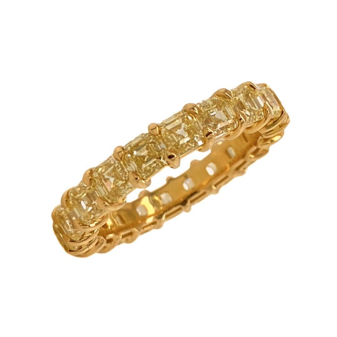 Customizable Fancy Intense Yellow Radiant Diamond Eternity Band 5.87