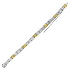 Fancy Intense Yellow & Colorless Diamond Line Bracelet
