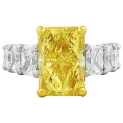 Fancy Intense Yellow Diamond and Diamond Ring