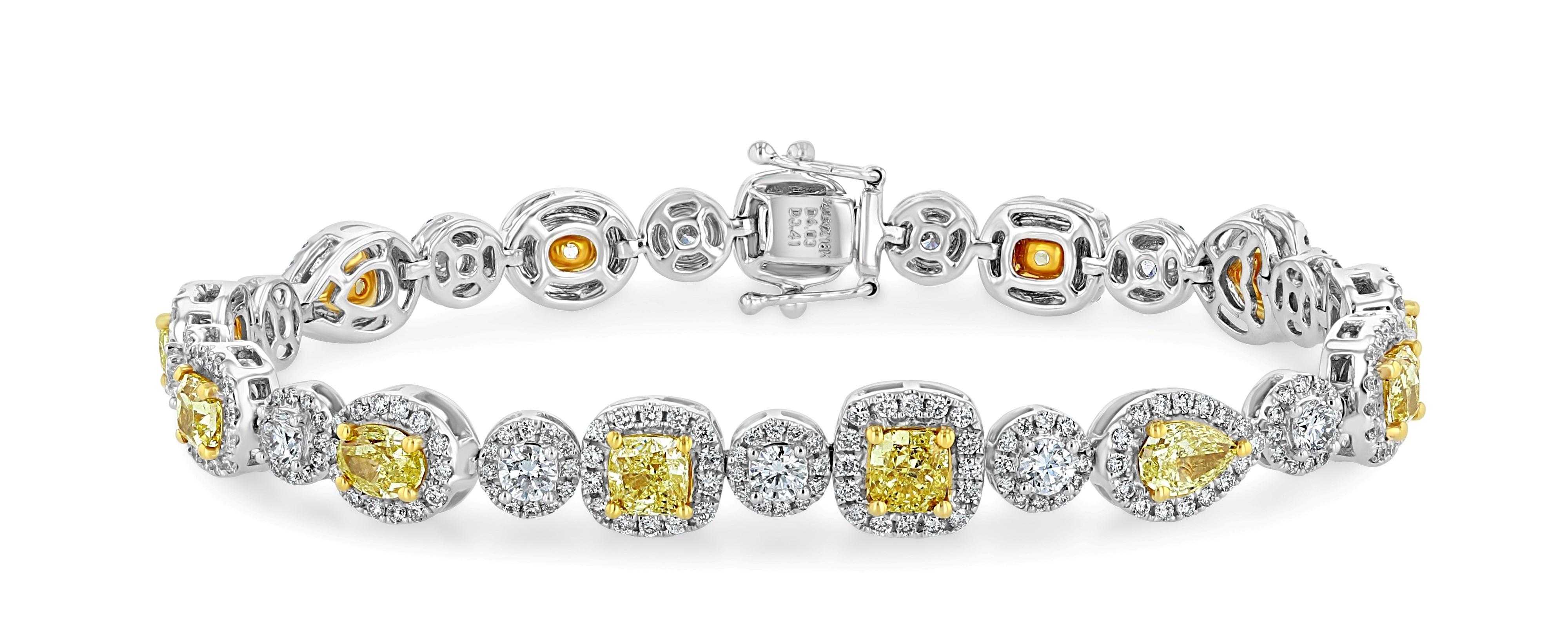 Articolo #9970 

Certificato GIA 
Bracciale da donna 18 carati 6,03 carati di diamante giallo intenso e 3,41 carati di diamante 
Bracciale in metallo bianco e giallo con chiusura contrassegnata da 