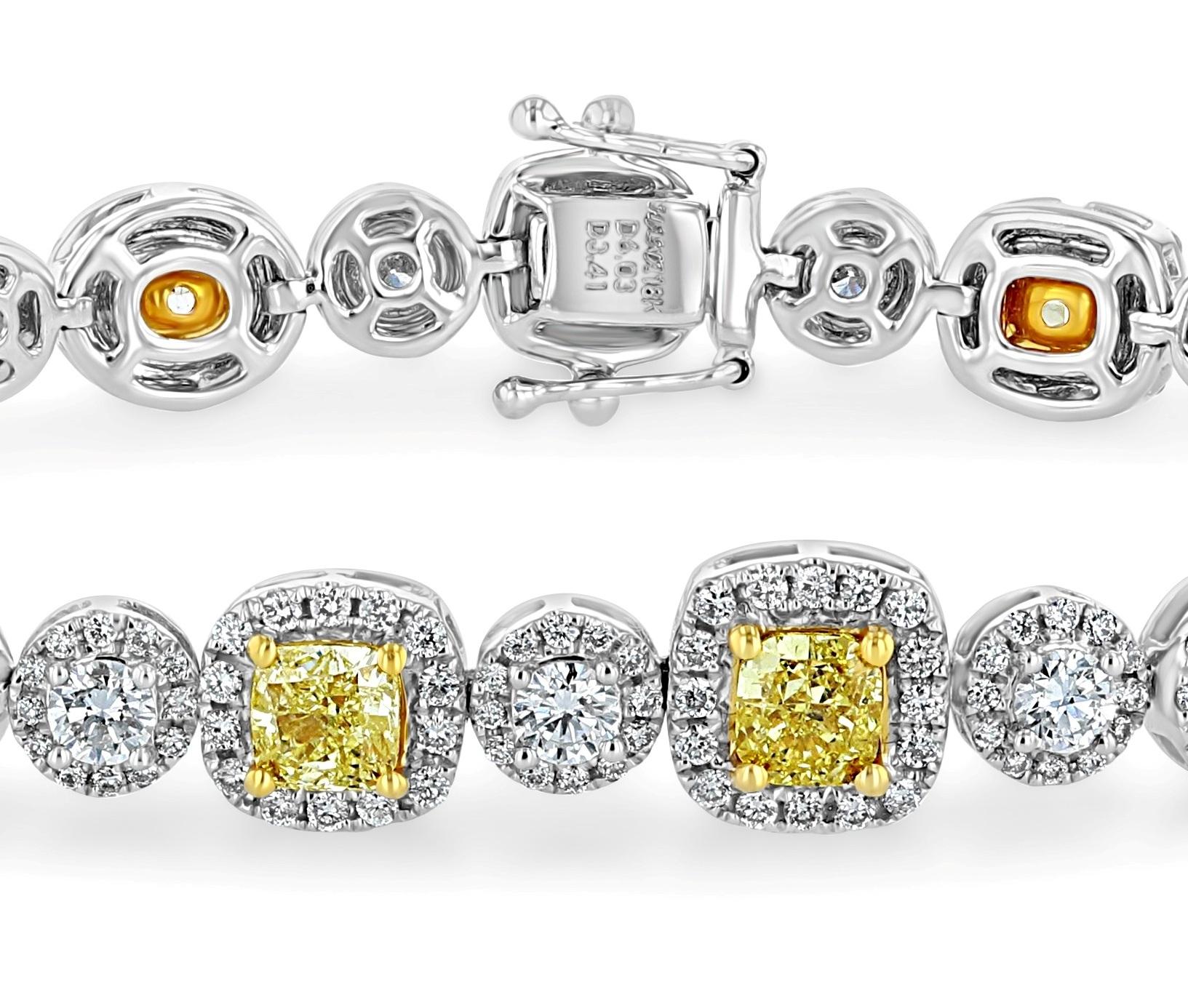 Bracciale Fancy con diamanti gialli intensi in oro bianco 18 carati In condizioni ottime in vendita a LA, CA