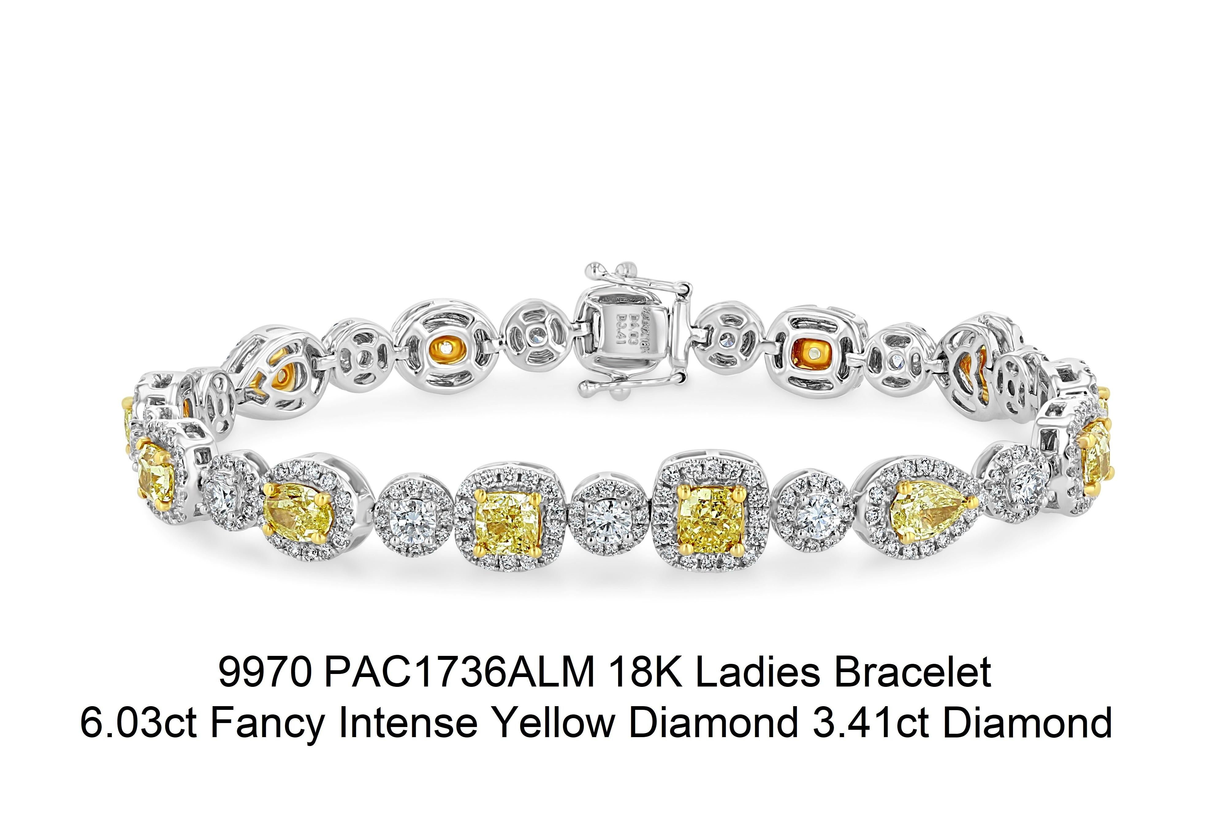 Bracciale Fancy con diamanti gialli intensi in oro bianco 18 carati in vendita 1