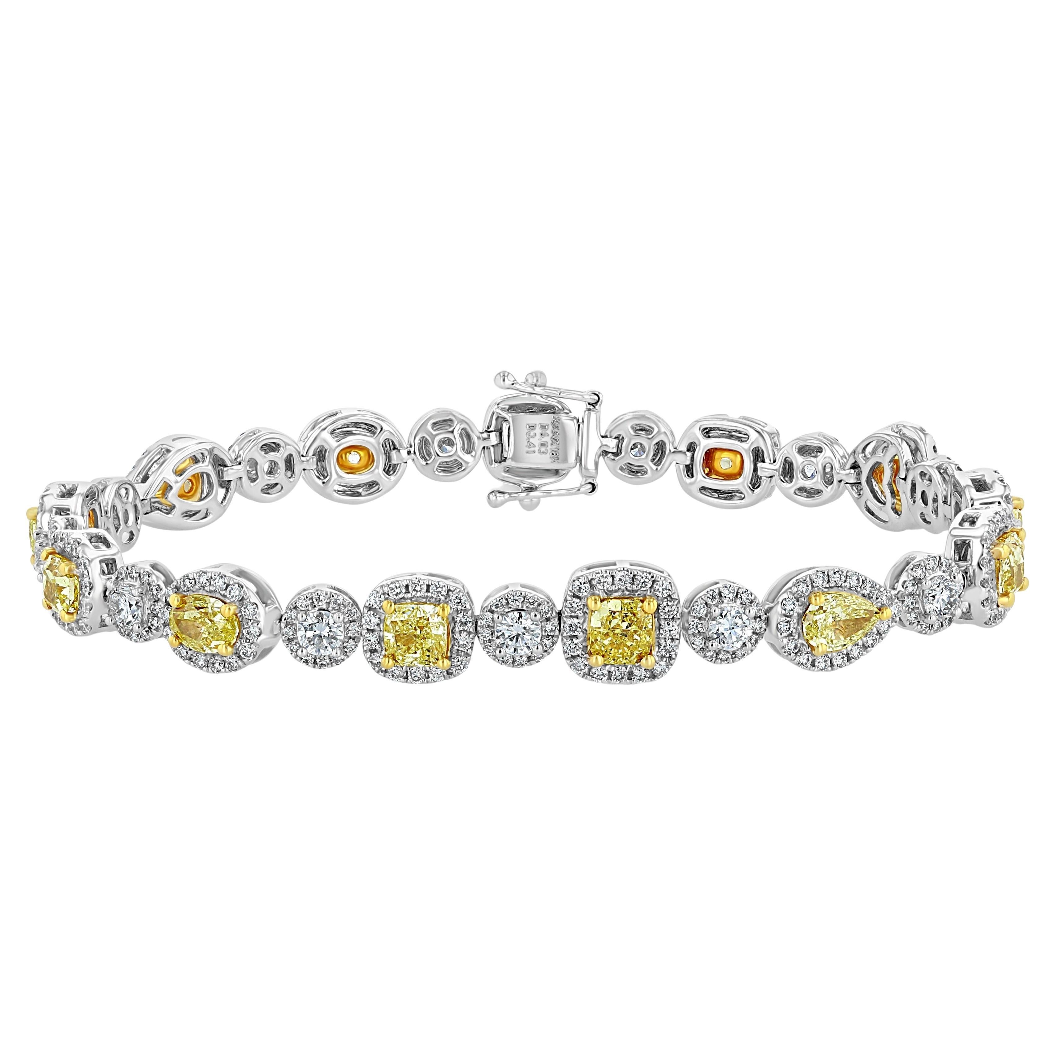 Fancy Intense Yellow Diamond Bracelet in 18K White Gold
