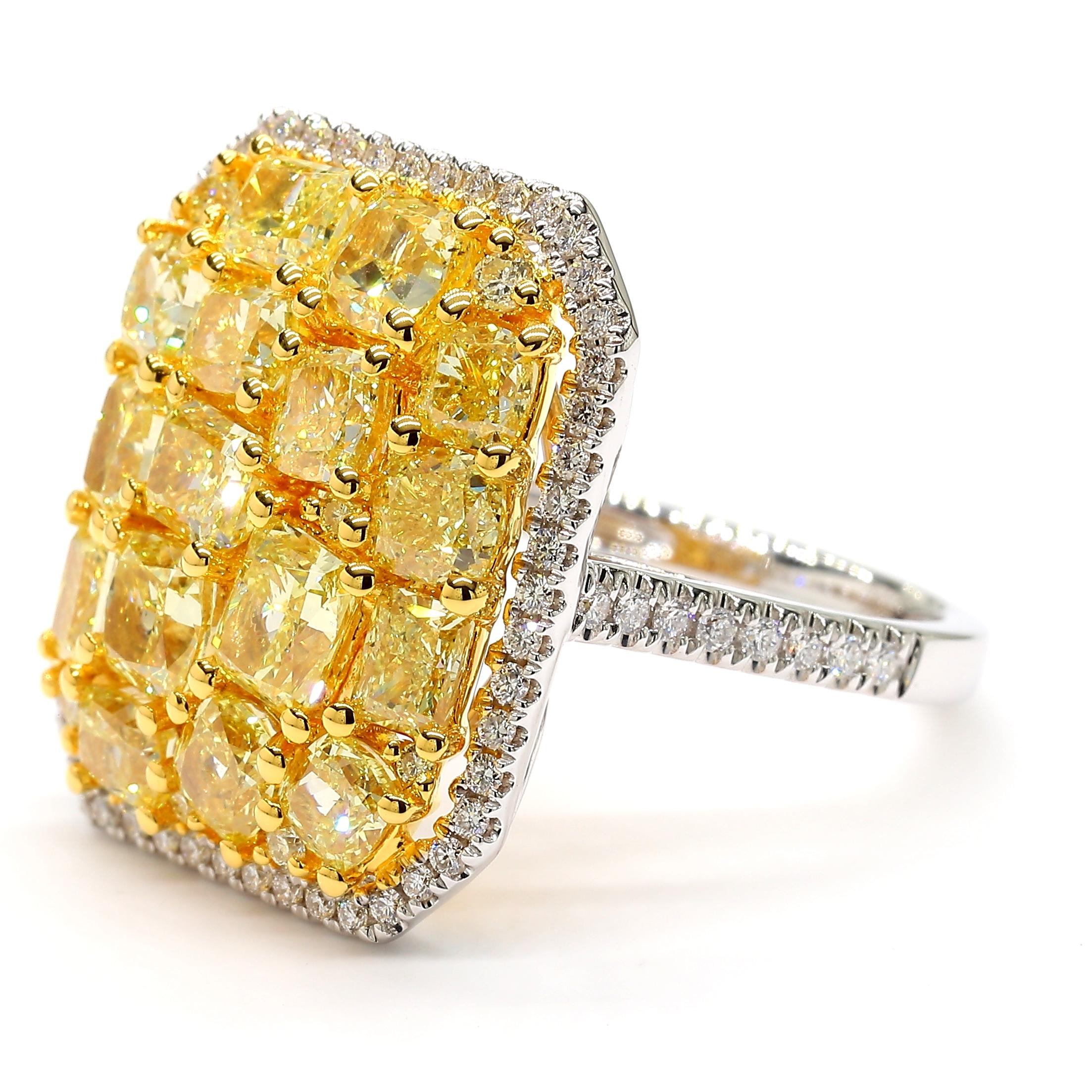 MDJ Fancy Intense Yellow Diamond Cluster Ring 4.99 Carati 18K YG *1 of a Kind* in vendita 2
