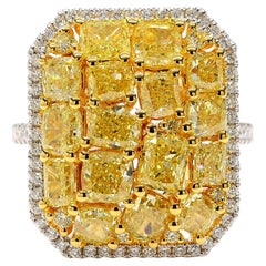 MDJ Fancy Intense Yellow Diamond Cluster Ring 4.99 Carats 18K YG *1 of a Kind*